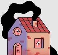 Obrazek przedstawiający smutny domek